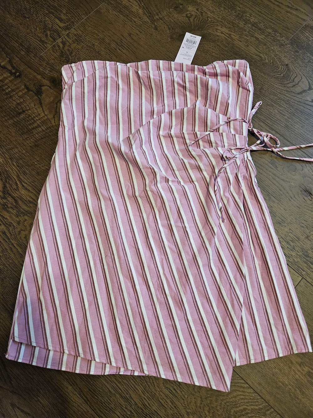 wild fable Pink and White Strapless Wrap Dress